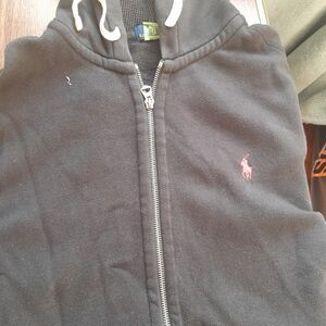 Ralph Lauren Black Hoodie with Pink Logo